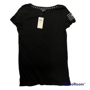 Lauren Ralph Lauren Woman’s Size S Black Shirt Pocket On Sleeve NEW